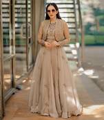 Olive Organza Lehenga With Jacket