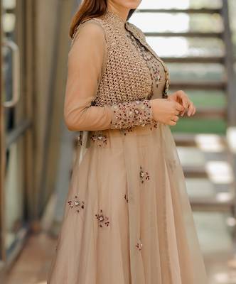 Olive Organza Lehenga With Jacket 3