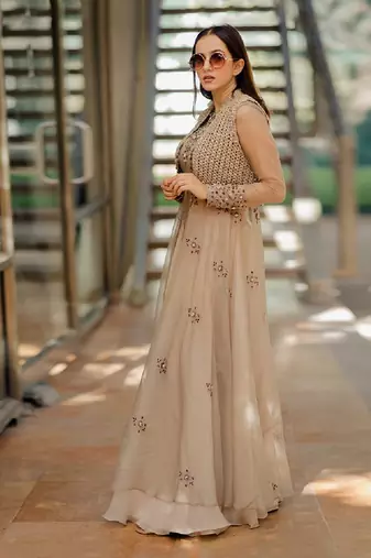 Olive Organza Lehenga With Jacket