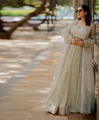 Silk Embroidered Lehenga With Cape 2