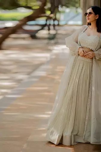 Silk Embroidered Lehenga With Cape