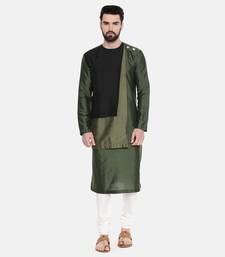 Green Black Silk Kurta Set