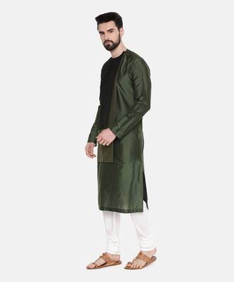 Green Black Silk Kurta Set 2