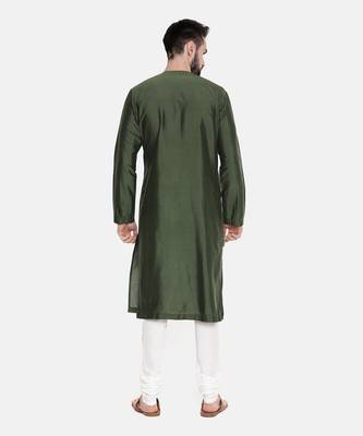 Green Black Silk Kurta Set 5