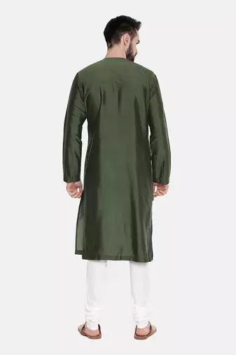 Green Black Silk Kurta Set