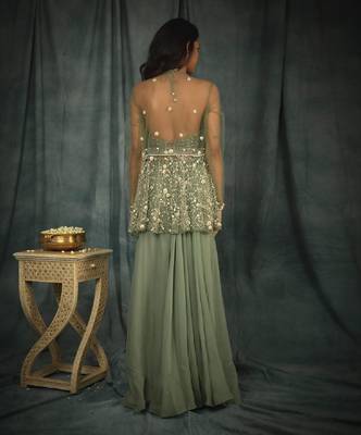 Green Theodora Sharara Set 2
