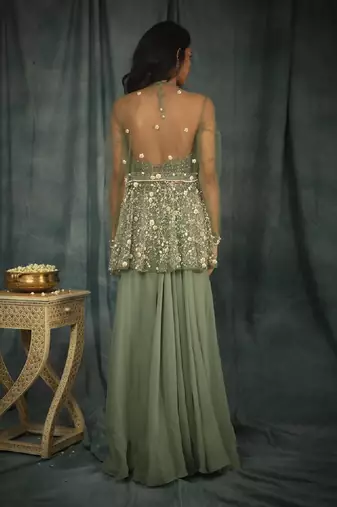 Green Theodora Sharara Set
