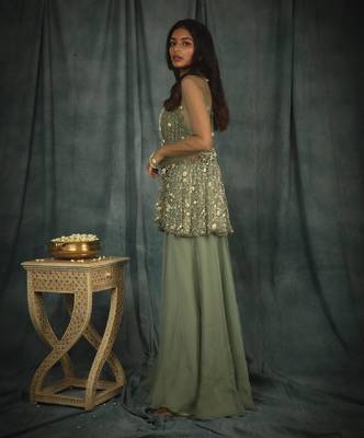 Green Theodora Sharara Set 3