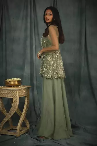 Green Theodora Sharara Set