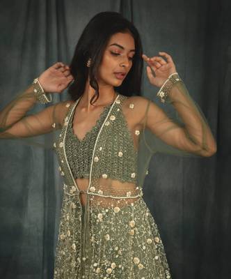 Green Theodora Sharara Set 4