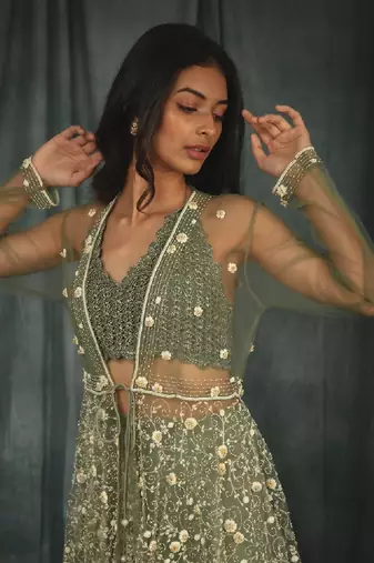 Green Theodora Sharara Set