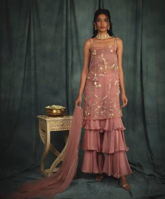 Pink Alice Sharara Set 1