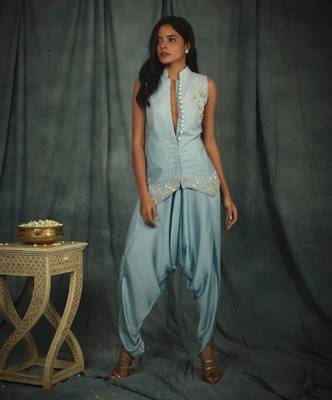Blue Amber Dhoti Set 1
