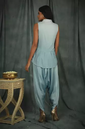 Blue Amber Dhoti Set