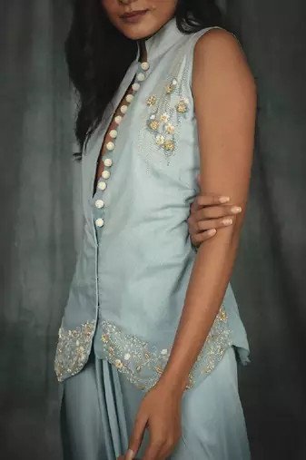 Blue Amber Dhoti Set