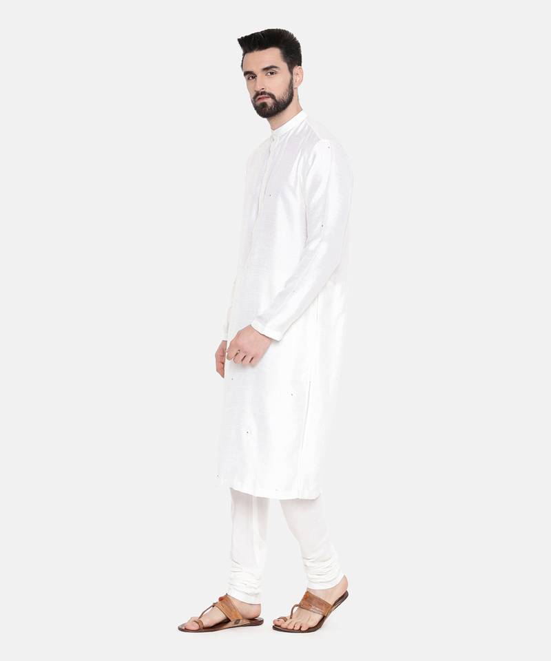 Ivory Silk Mukesh Kurta Set