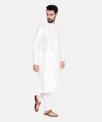 Ivory Silk Mukesh Kurta Set 3