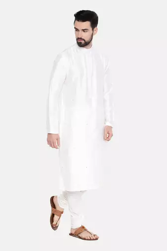Ivory Silk Mukesh Kurta Set