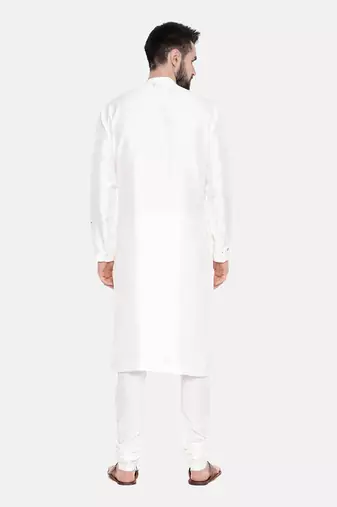 Ivory Silk Mukesh Kurta Set