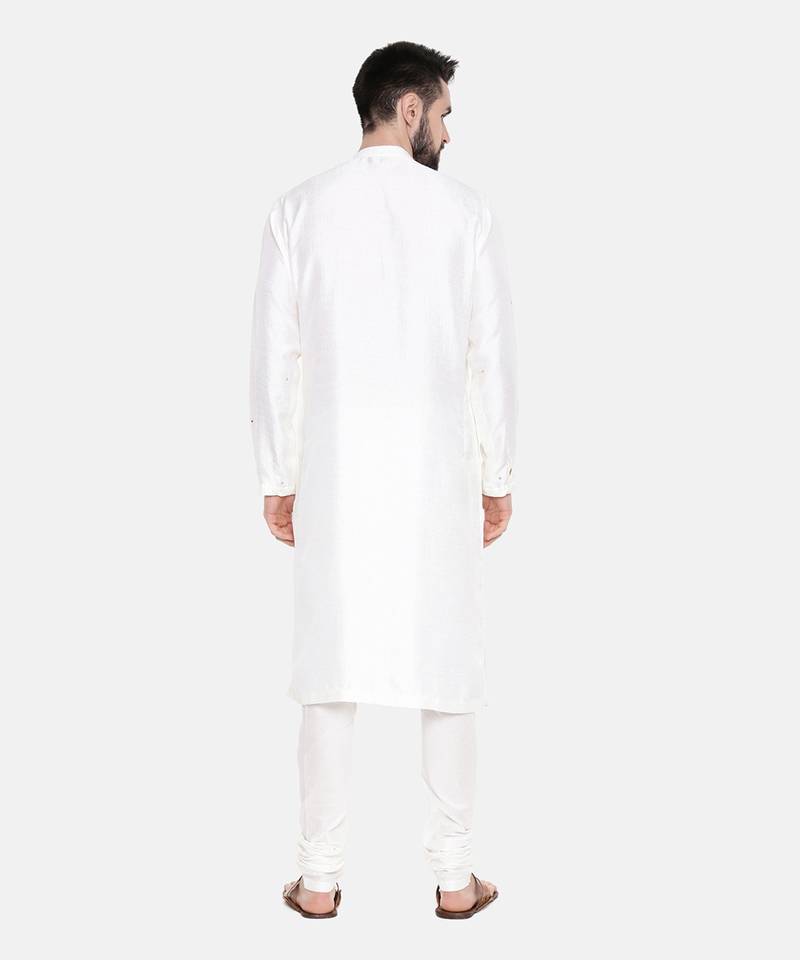 Ivory Silk Mukesh Kurta Set