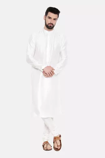 Ivory Silk Mukesh Kurta Set