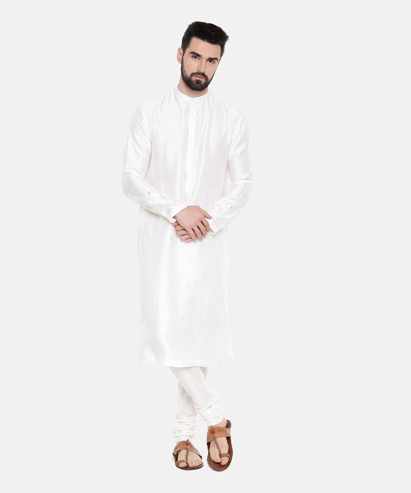 Ivory Silk Mukesh Kurta Set
