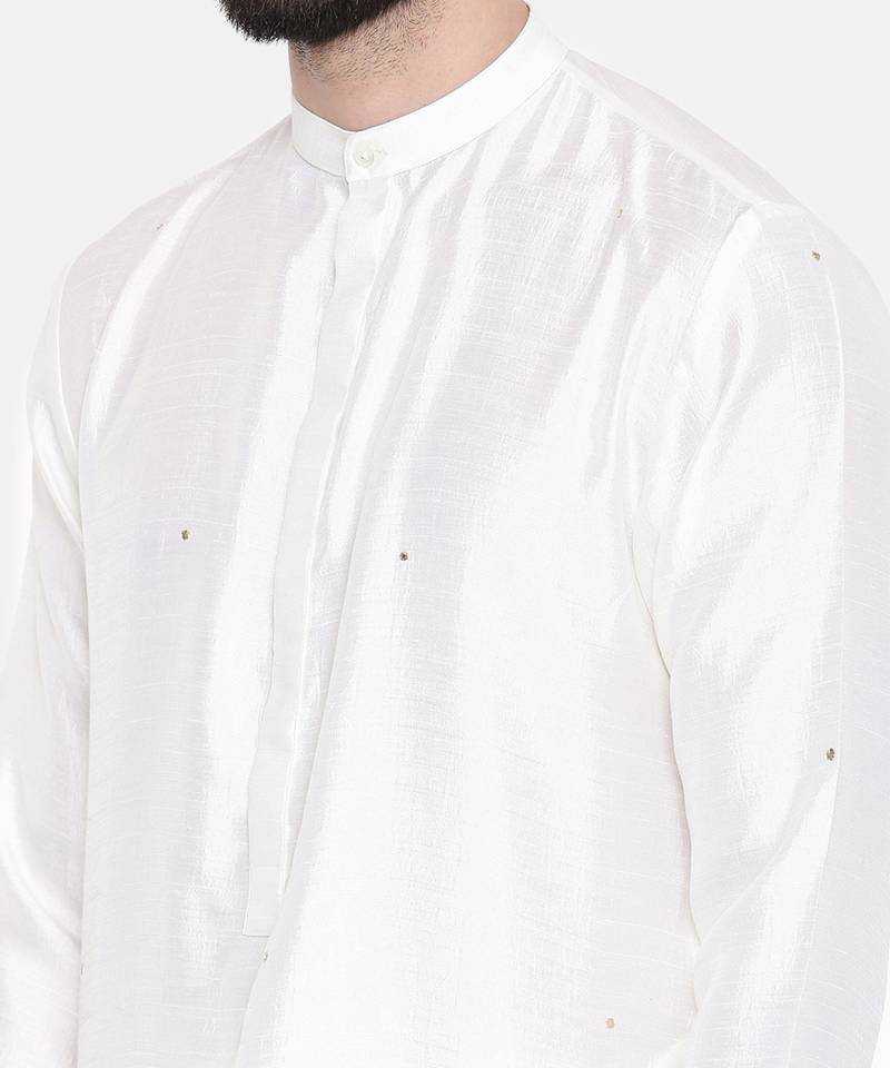 Ivory Silk Mukesh Kurta Set
