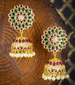 Gold cubic zirconia jhumkas