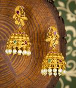 Gold emerald   jhumkas