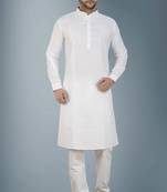 White plain cotton kurta-pajama
