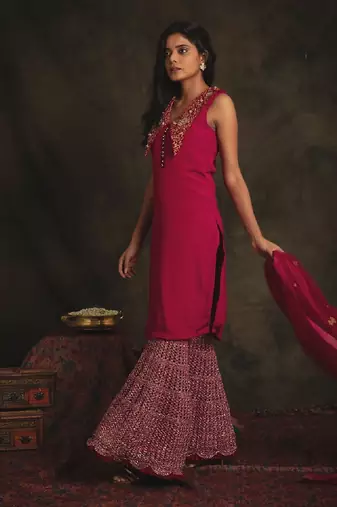 Pink Zubeida Gharara Set