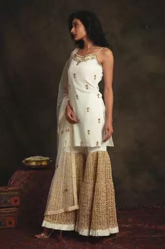 White Muskaan Sharara Set