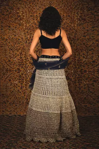 Blue Makhmali Lehenga Set