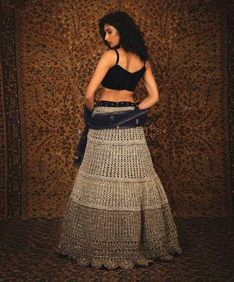 Blue Makhmali Lehenga Set 3