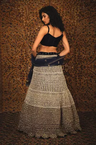 Blue Makhmali Lehenga Set