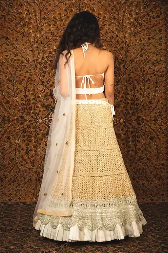 White Sunehri Lehenga Set