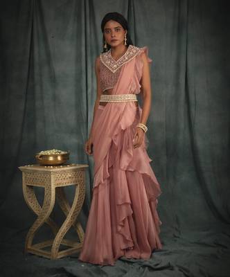 Duchess Pink Saree Set  1