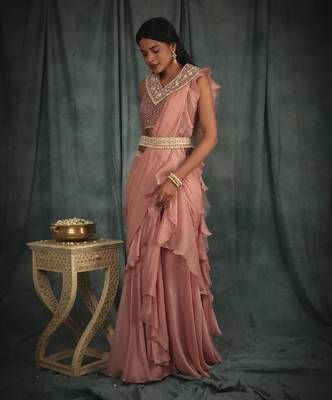 Duchess Pink Saree Set  3