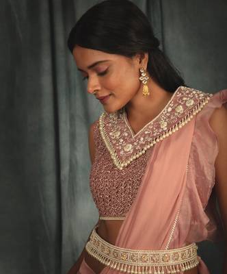 Duchess Pink Saree Set  4