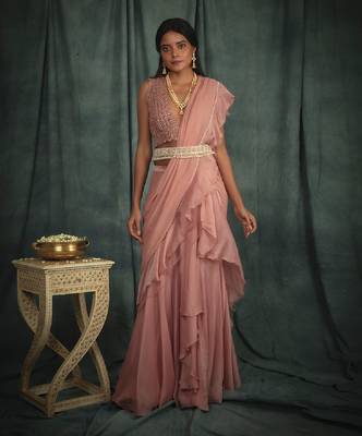 Royalty Pink Saree Set 1