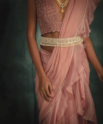 Royalty Pink Saree Set 4