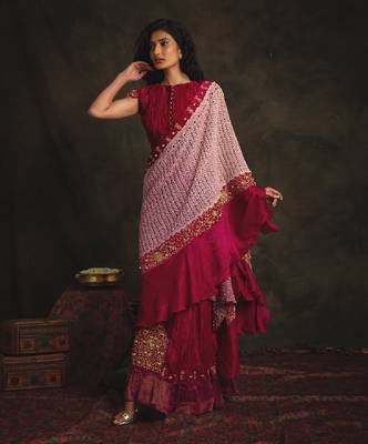 Kashvi Pink Saree Set 1