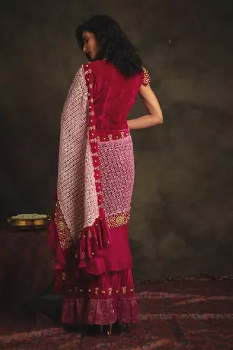 Kashvi Pink Saree Set