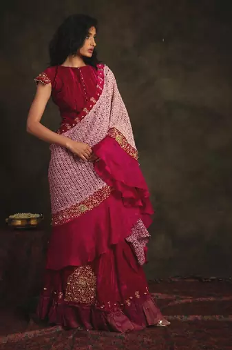 Kashvi Pink Saree Set