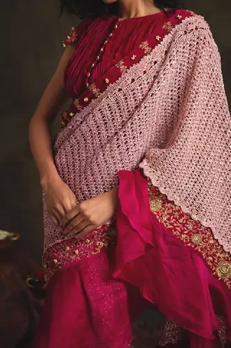 Kashvi Pink Saree Set
