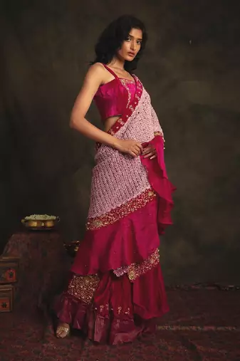 Vaishavi Pink Saree Set