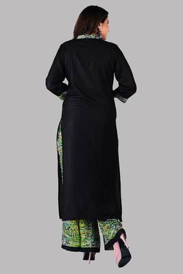 Black And Green Colour Rayon Printed Designer Kurti with Palazzo Set 2