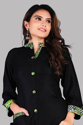 Black And Green Colour Rayon Printed Designer Kurti with Palazzo Set 3