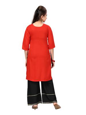 Red printed cotton kids-tops 4