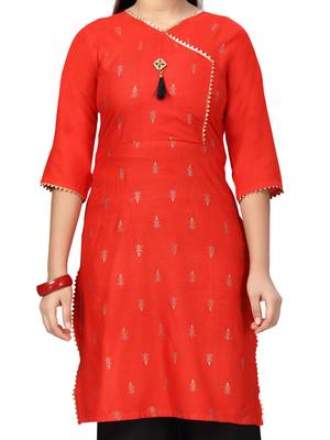 Red printed cotton kids-tops 5